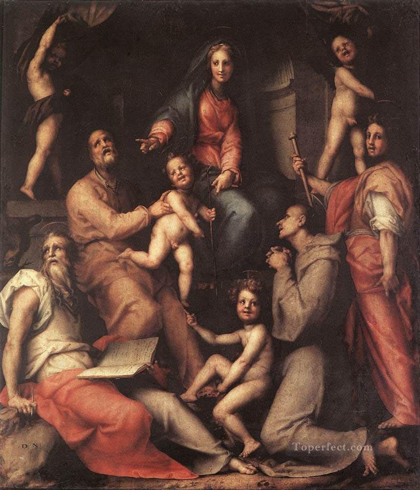 La Virgen y el Niño con los Santos retratista del manierismo florentino Jacopo da Pontormo Pintura al óleo